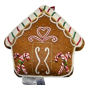 NWT St. Nicholas Square Gingerbread House Christmas Holiday 14" Throw Pillow